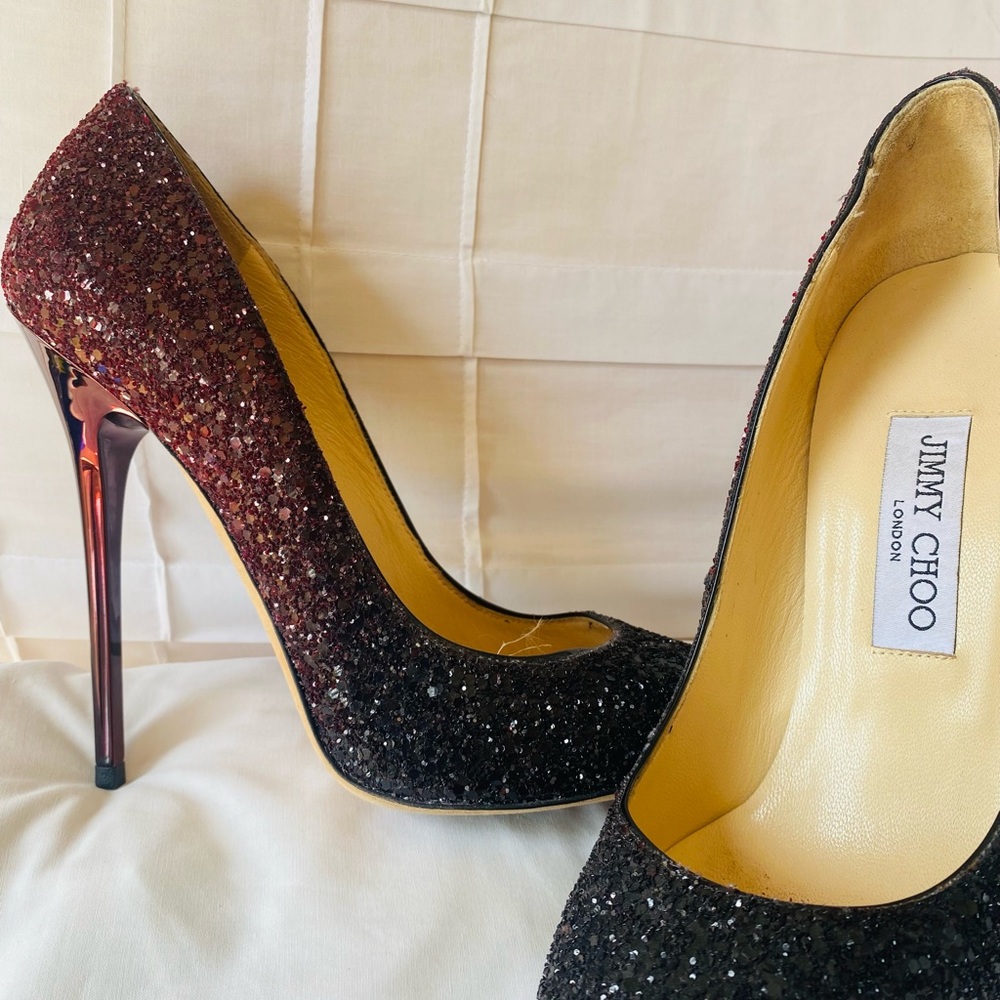 Jimmy Choo Romy Ombré (Black/Maroon) heel